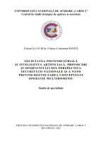 Societatea postindustrială și inteligența artificială. Provocări și oportunități din perspectiva securității naționale și a NATO privind dezvoltarea conceptului operație multidomeniu: Studiu de specialitate